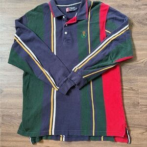 Vintage Chaps Ralph Lauren Shirt Mens XL Rugby Colorblock Crest Logo Cotton